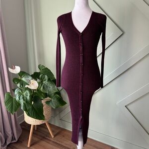 Women's Taylor Ribbed Sweater Dress with Button Front size XS